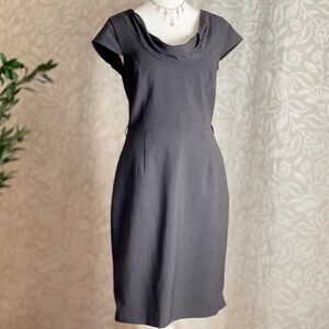 Calvin Klein Cap Sleeve Cowl Neck Sheath Dress Gray‎ Workwear Size 6 (No Belt)